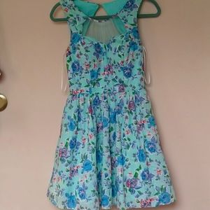 Blue Flower Printed Dress
